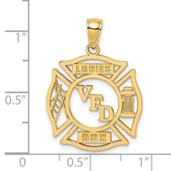 14k VFD Ladies AUX Shield Charm TreasureFineJewelers Charm Necklaces
