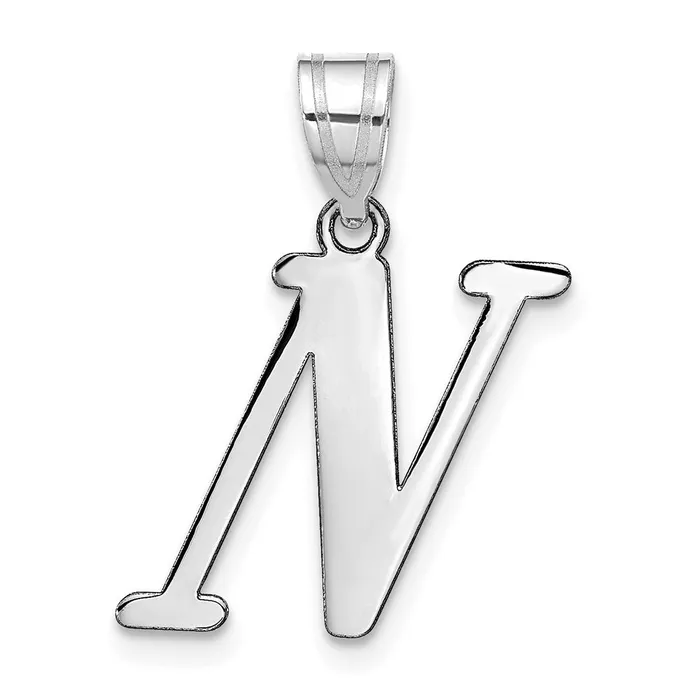 14k White Gold Polished Letter N Initial Pendant TreasureFineJewelers Necklaces 14k White Gold Polished Letter N Initial Pendant TreasureFineJewelers Necklaces
