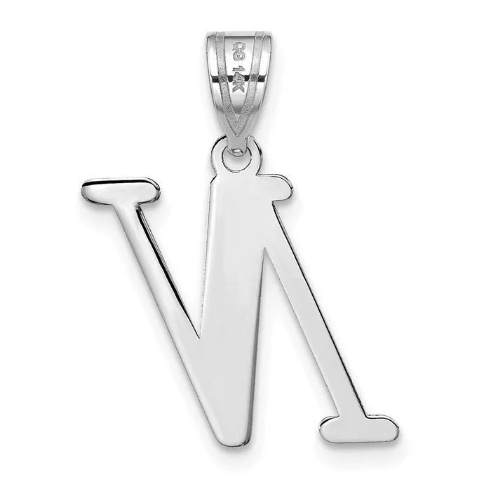 14k White Gold Polished Letter N Initial Pendant TreasureFineJewelers Necklaces