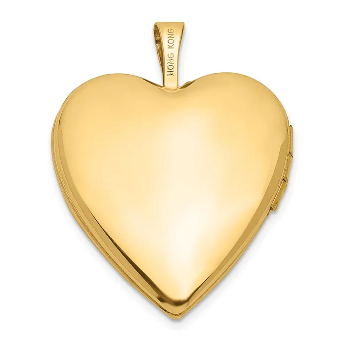 14k Yellow Gold 20mm Plain Polished Heart Locket TreasureFineJewelers Necklaces