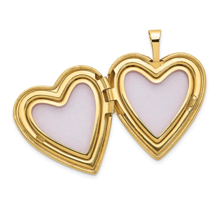 14k Yellow Gold 20mm Plain Polished Heart Locket TreasureFineJewelers Necklaces