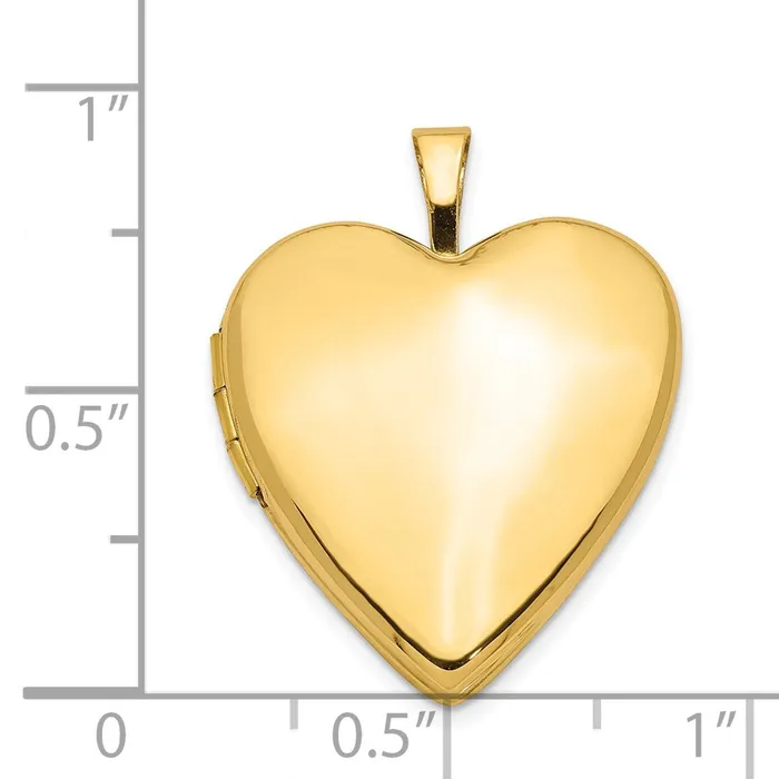 14k Yellow Gold 20mm Plain Polished Heart Locket TreasureFineJewelers Necklaces