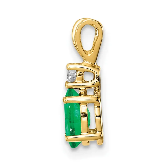 14k Yellow Gold 6x4mm Oval Emerald A Diamond pendant TreasureFineJewelers Necklaces