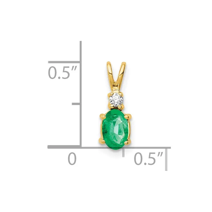 14k Yellow Gold 6x4mm Oval Emerald A Diamond pendant TreasureFineJewelers Necklaces