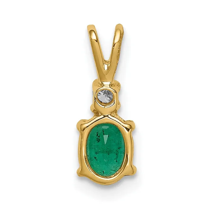 14k Yellow Gold 6x4mm Oval Emerald A Diamond pendant TreasureFineJewelers Necklaces