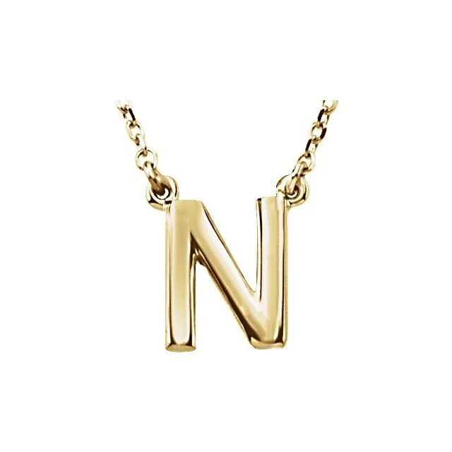 14K Yellow Gold Block Initial N 16 Necklace TreasureFineJewelers Necklaces 14K Yellow Gold Block Initial N 16 Necklace TreasureFineJewelers Necklaces