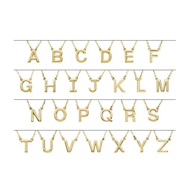 14K Yellow Gold Block Initial N 16 Necklace TreasureFineJewelers Necklaces