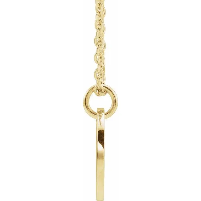 14K Yellow Gold Initial E 10 mm Disc 1618 Necklace TreasureFineJewelers Necklaces