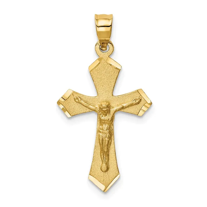Charm Necklaces TreasureFineJewelers 14k Satin Diamondcut Crucifix Charm