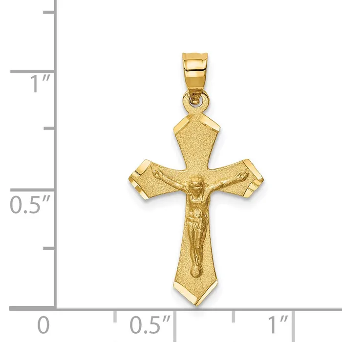 Charm Necklaces TreasureFineJewelers 14k Satin Diamondcut Crucifix Charm