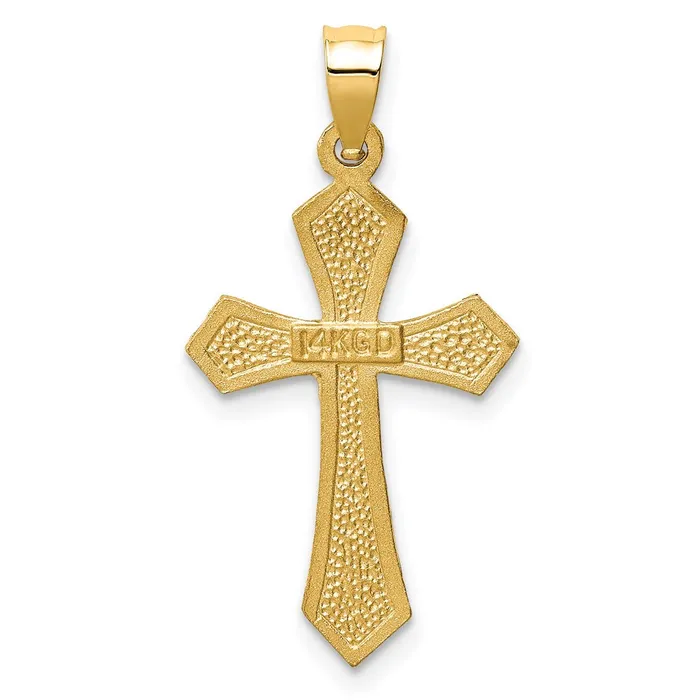 Charm Necklaces TreasureFineJewelers 14k Satin Diamondcut Crucifix Charm