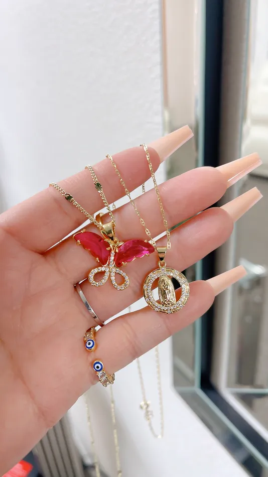 MP Jewelry Necklaces Pink Virgin Mary Necklace Set