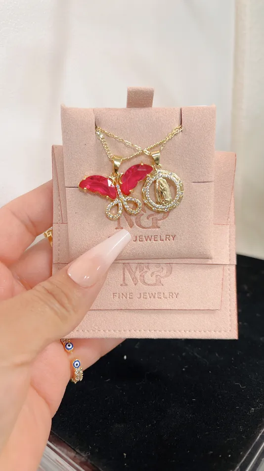 MP Jewelry Necklaces Pink Virgin Mary Necklace Set