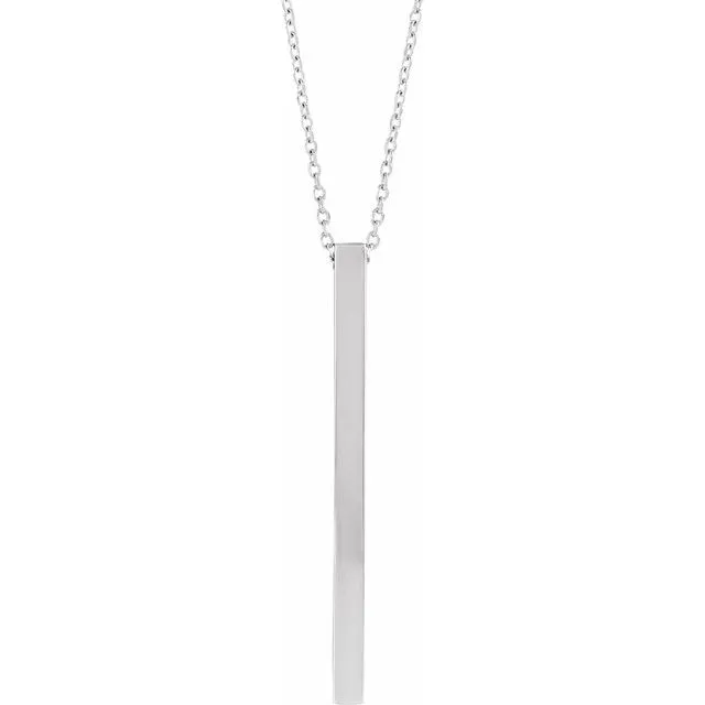 Necklaces 14K White Gold 35x25 mm Engravable FourSided Vertical Bar 1618 Necklace TreasureFineJewelers Necklaces 14K White Gold 35x25 mm Engravable FourSided Vertical Bar 1618 Necklace TreasureFineJewelers