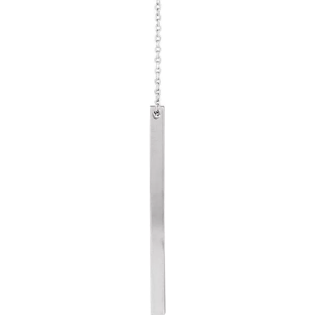 Necklaces 14K White Gold 35x25 mm Engravable FourSided Vertical Bar 1618 Necklace TreasureFineJewelers