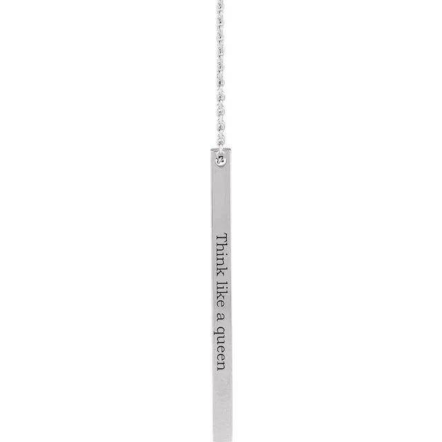 Necklaces 14K White Gold 35x25 mm Engravable FourSided Vertical Bar 1618 Necklace TreasureFineJewelers
