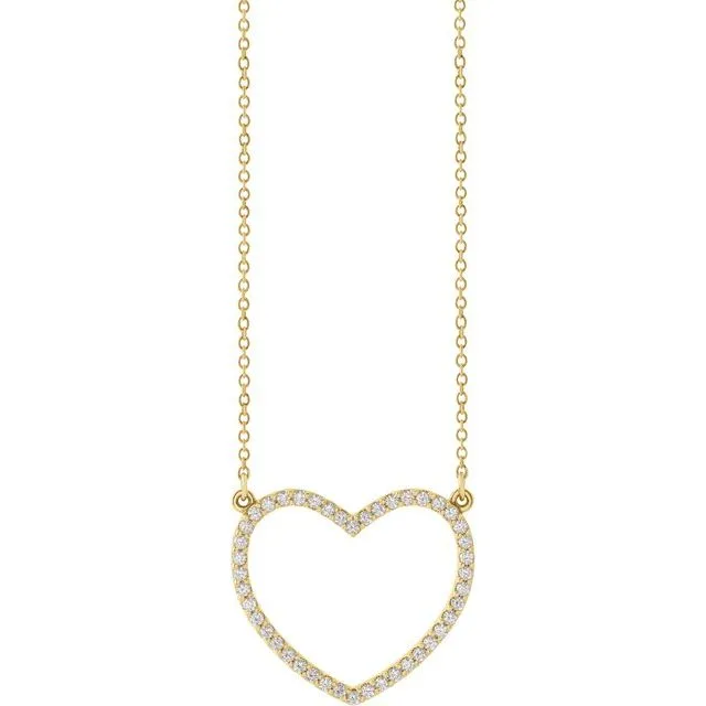 Necklaces 14K Yellow Gold 14 CTW Natural Diamond Heart 16 Necklace TreasureFineJewelers Necklaces 14K Yellow Gold 14 CTW Natural Diamond Heart 16 Necklace TreasureFineJewelers