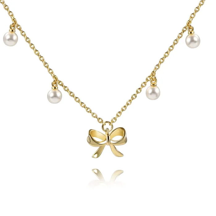 Necklaces Elegance Pearl Bow Charm Necklace Trendolla Jewelry