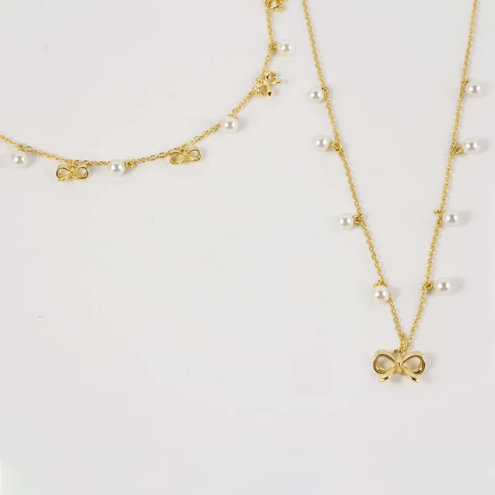 Necklaces Elegance Pearl Bow Charm Necklace Trendolla Jewelry