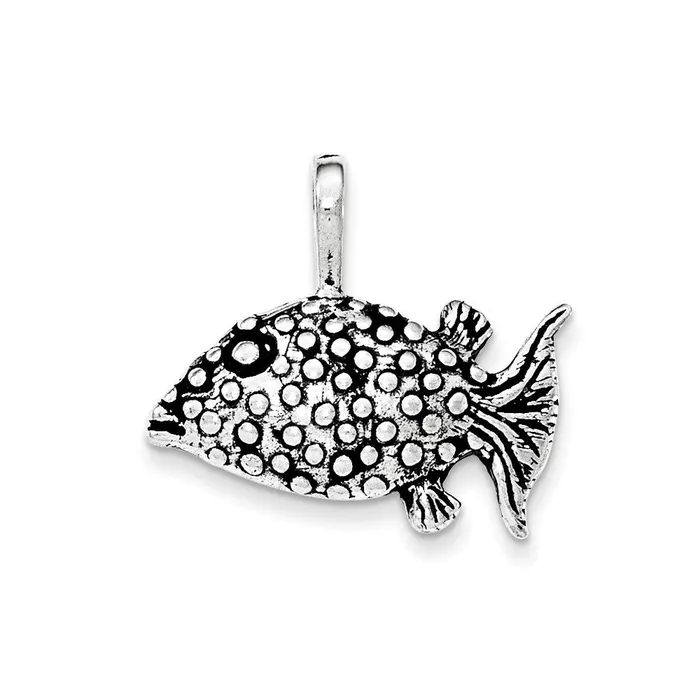 Necklaces Sterling Silver Antiqued Textured Blowfish Pendant TreasureFineJewelers Necklaces Sterling Silver Antiqued Textured Blowfish Pendant TreasureFineJewelers