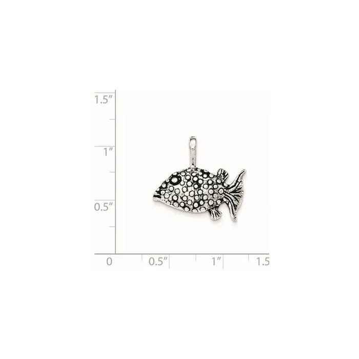 Necklaces Sterling Silver Antiqued Textured Blowfish Pendant TreasureFineJewelers