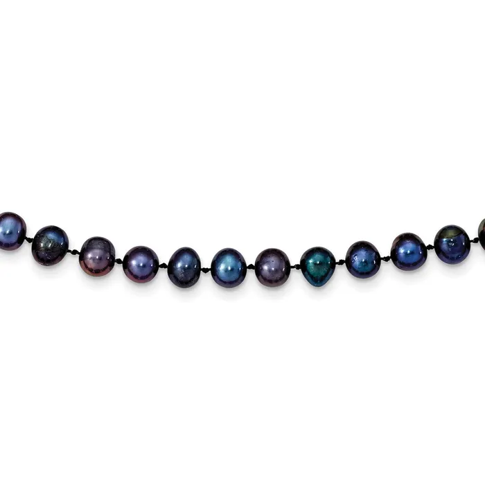 Necklaces TreasureFineJewelers 14k 78mm Black Near Round Freshwater Cultured Pearl Necklace Necklaces TreasureFineJewelers 14k 78mm Black Near Round Freshwater Cultured Pearl Necklace