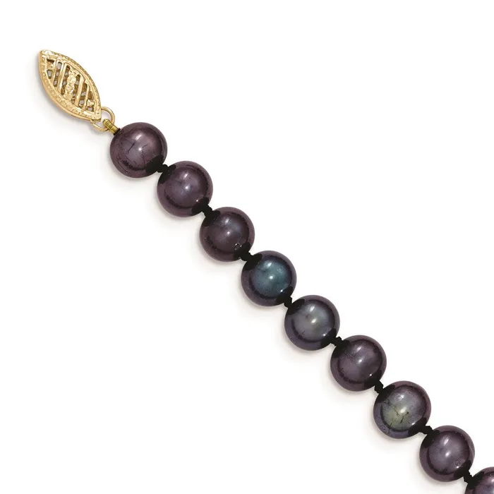 Necklaces TreasureFineJewelers 14k 78mm Black Near Round Freshwater Cultured Pearl Necklace