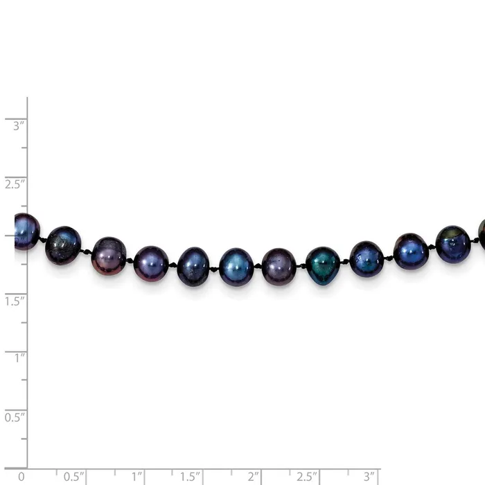 Necklaces TreasureFineJewelers 14k 78mm Black Near Round Freshwater Cultured Pearl Necklace