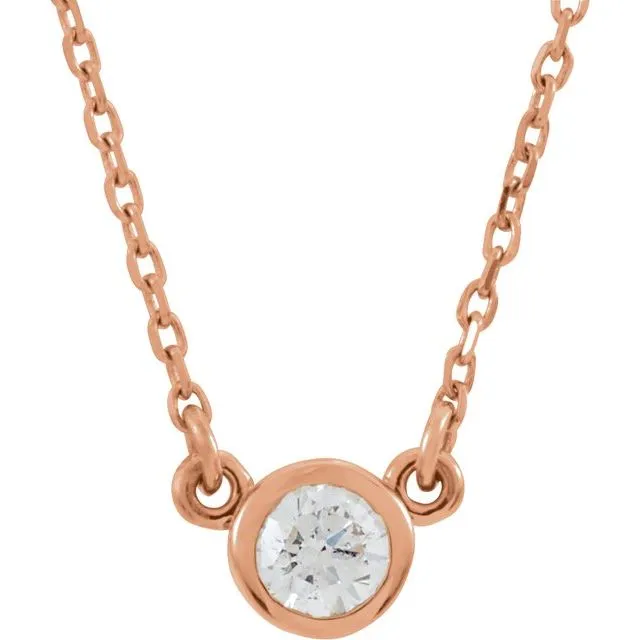 Necklaces TreasureFineJewelers 14K Rose Gold 16 CT Natural Diamond Solitaire 18 Necklace Necklaces TreasureFineJewelers 14K Rose Gold 16 CT Natural Diamond Solitaire 18 Necklace