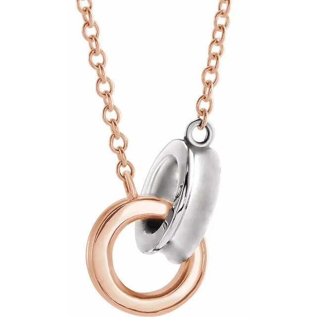 Necklaces TreasureFineJewelers 14K Rose GoldWhite Gold Interlocking Circle 18 Necklace