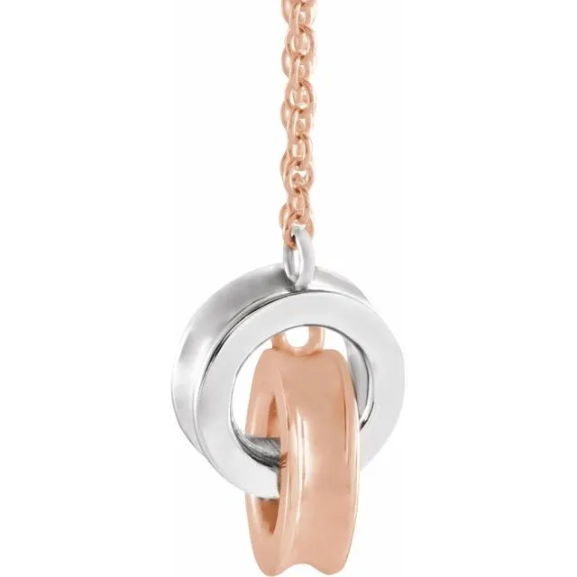 Necklaces TreasureFineJewelers 14K Rose GoldWhite Gold Interlocking Circle 18 Necklace