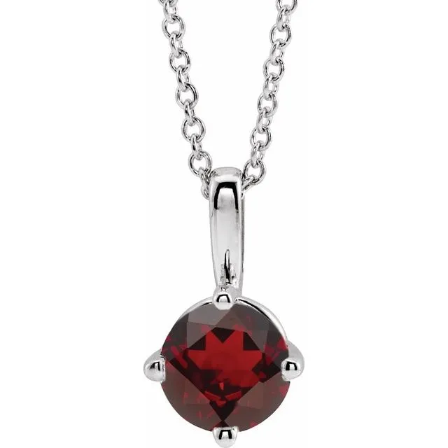 Necklaces TreasureFineJewelers 14K White Gold 4 mm Natural Mozambique Garnet Solitaire 1618 Necklace Necklaces TreasureFineJewelers 14K White Gold 4 mm Natural Mozambique Garnet Solitaire 1618 Necklace