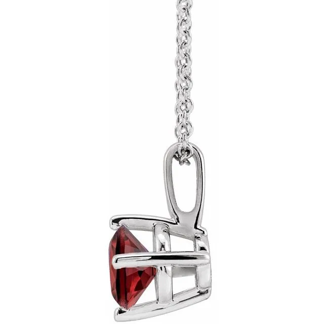 Necklaces TreasureFineJewelers 14K White Gold 4 mm Natural Mozambique Garnet Solitaire 1618 Necklace