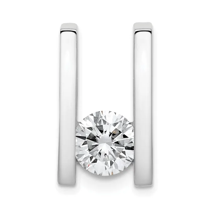Necklaces TreasureFineJewelers 14k White Gold Completed Fancy Moissanite Chain Slide