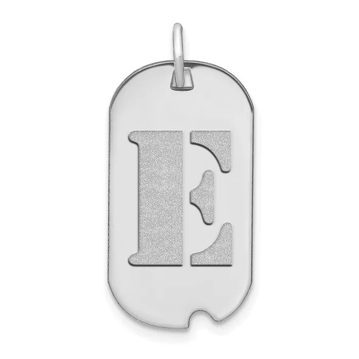 Necklaces TreasureFineJewelers 14k White Gold Polished Letter E Initial Dog Tag Pendant Necklaces TreasureFineJewelers 14k White Gold Polished Letter E Initial Dog Tag Pendant