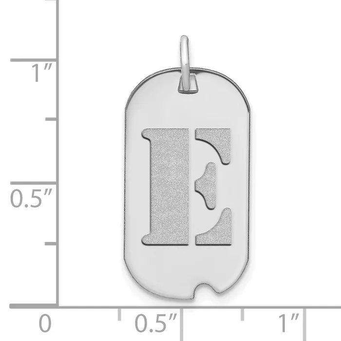 Necklaces TreasureFineJewelers 14k White Gold Polished Letter E Initial Dog Tag Pendant