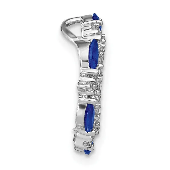 Necklaces TreasureFineJewelers 14k White Gold Sapphire and Diamond Circle Chain Slide