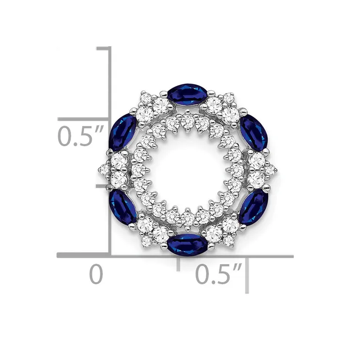 Necklaces TreasureFineJewelers 14k White Gold Sapphire and Diamond Circle Chain Slide