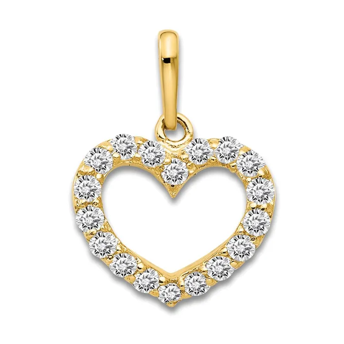 Necklaces TreasureFineJewelers 14k Yellow Gold CZ Childrens Heart Pendant Necklaces TreasureFineJewelers 14k Yellow Gold CZ Childrens Heart Pendant