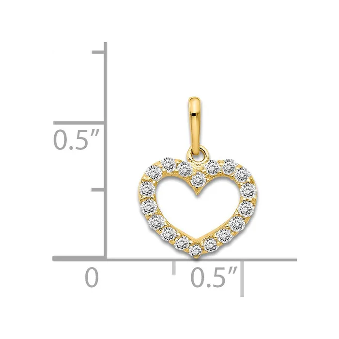 Necklaces TreasureFineJewelers 14k Yellow Gold CZ Childrens Heart Pendant