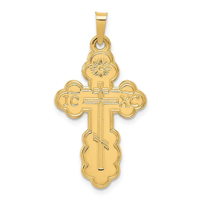 Necklaces TreasureFineJewelers 14k Yellow Gold Eastern Orthodox Cross Pendant Necklaces TreasureFineJewelers 14k Yellow Gold Eastern Orthodox Cross Pendant