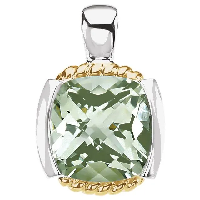 Necklaces TreasureFineJewelers 14K Yellow Gold Sterling Silver Natural Green Quartz Pendant Necklaces TreasureFineJewelers 14K Yellow Gold Sterling Silver Natural Green Quartz Pendant