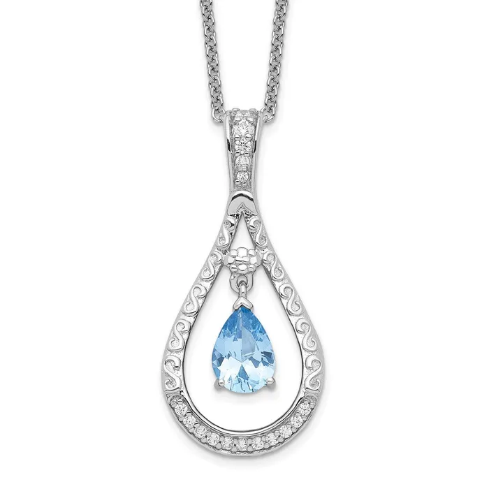 Necklaces TreasureFineJewelers Sentimental Expressions Sterling Silver Rhodiumplated Mar CZ Stone Never Forget Tear 18in Birthstone Necklace Necklaces TreasureFineJewelers Sentimental Expressions Sterling Silver Rhodiumplated Mar CZ Stone Never Forget Tear 18in Birthstone Necklace