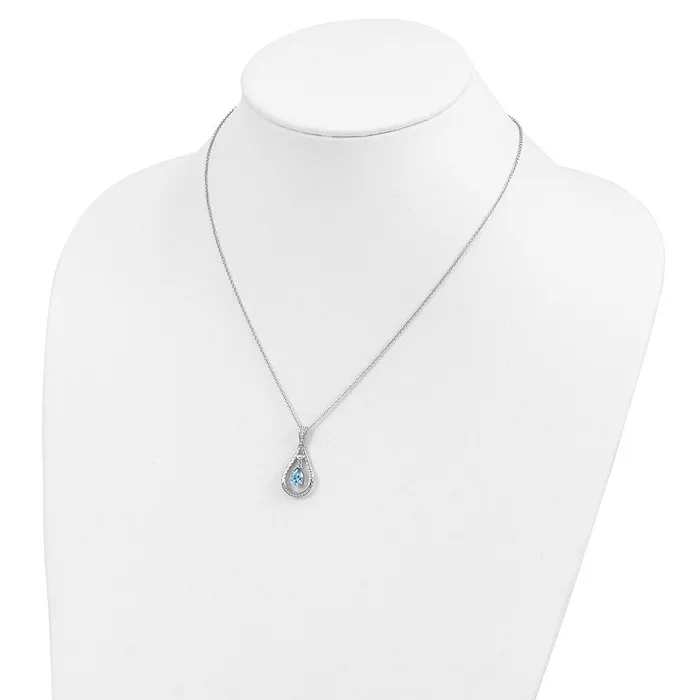 Necklaces TreasureFineJewelers Sentimental Expressions Sterling Silver Rhodiumplated Mar CZ Stone Never Forget Tear 18in Birthstone Necklace
