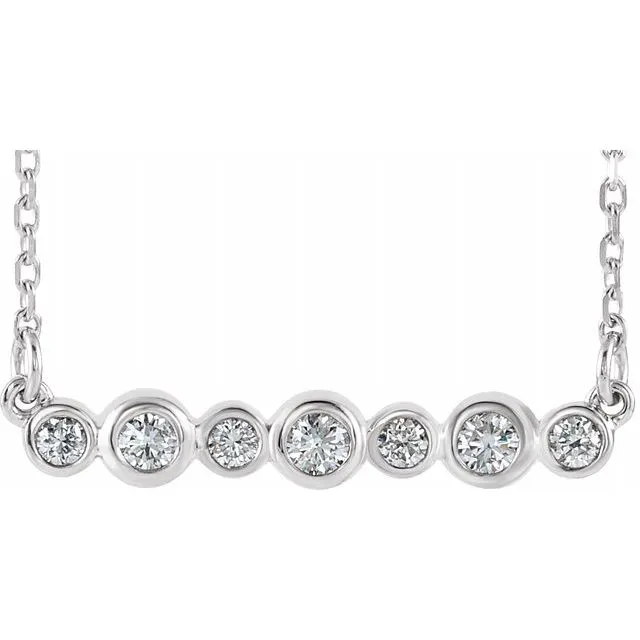 Necklaces TreasureFineJewelers Sterling Silver 15 CTW Diamond BezelSet Bar 1618 Necklace Necklaces TreasureFineJewelers Sterling Silver 15 CTW Diamond BezelSet Bar 1618 Necklace