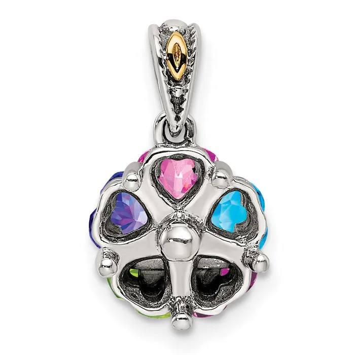 Necklaces TreasureFineJewelers Sterling Silver 14k Fivestone Mothers Pendant