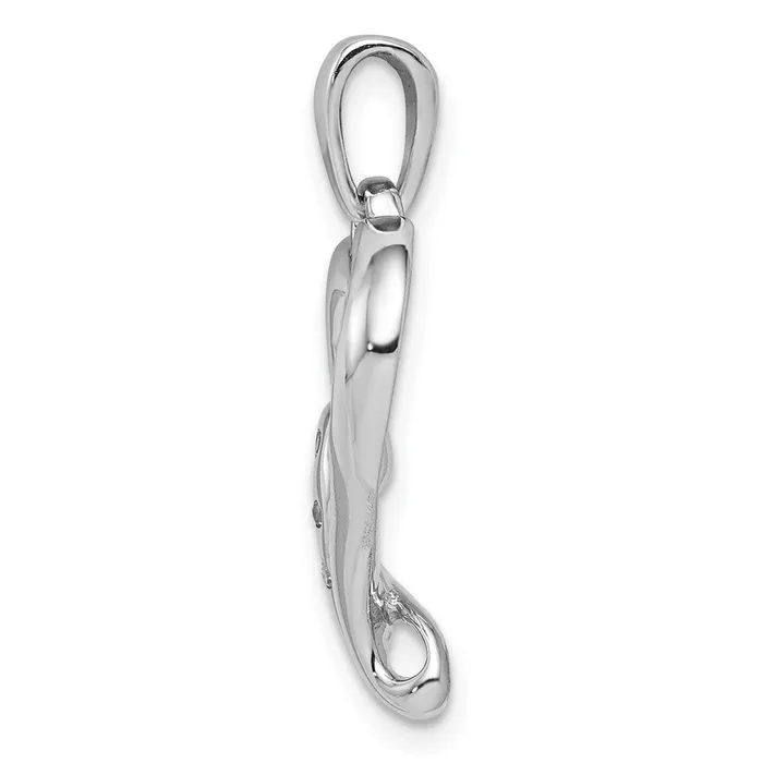 Necklaces TreasureFineJewelers Sterling Silver Rhodium Diam Polished Double Heart Pendant