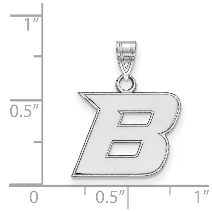 Necklaces TreasureFineJewelers Sterling Silver Rhodiumplated Boise State University Letter B Small Pendant