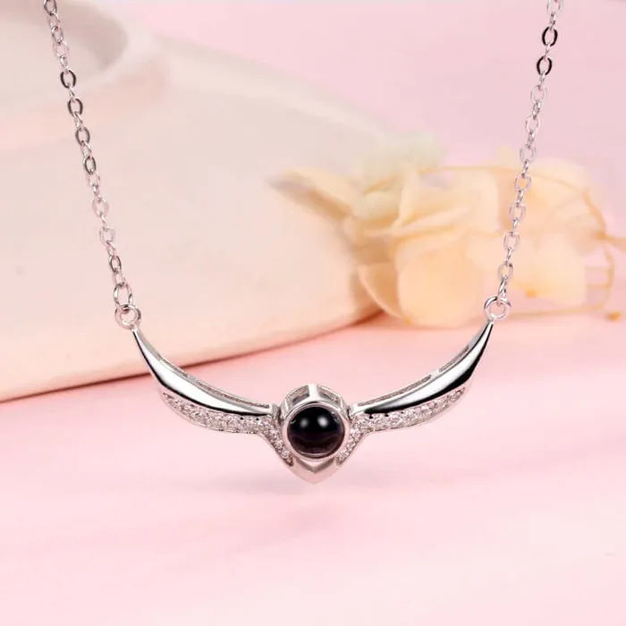 Necklaces Trendolla Jewelry Female Angel Wings Diamond Projection Necklace