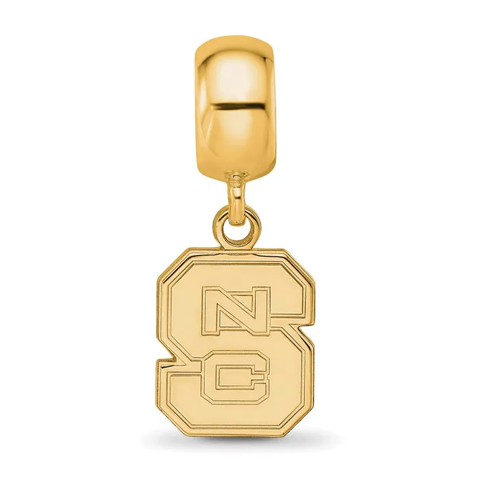 Rings Sterling Silver Goldplated LogoArt North Carolina State University NCS Small Dangle Bead Charm TreasureFineJewelers